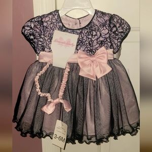 3 pc - Bonnie Baby Formal Navy Blue Pink Dress NWT